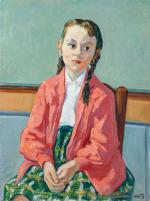 Jean COUTY (1907-1991).Portrait assis de fillette. Huile sur toile. Signée...