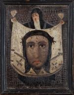 ECOLE ESPAGNOLE du XVIIème siècle. Sainte Véronique présentant le Saint...