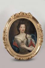 ECOLE FRANCAISE début XVIIIème siècle. Portrait de dame de qualité...