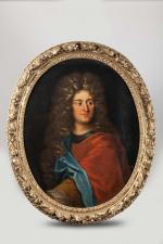 ECOLE FRANCAISE du début XVIIIème siècle. Portrait d'homme à la...