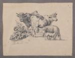 Jean Antoine DUCLAUX (Lyon, 1783-1868). Vaches, moutons, ânes et végétaux....