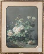 Elève de Jean Marie REIGNIER (1815-1886), Composition fleurie aux roses...