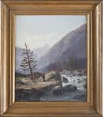 Henri MOSNY (XIXème siècle). Paysages de montagne. Deux huiles sur...