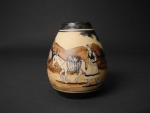 Ciboure, Ensemble de quatre vases en céramique polychrome à décor basque...