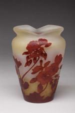 Émile GALLE(1846-1904), Vase de forme conique à col ourlé en...
