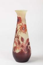Émile GALLE (1846-1904), Vase de forme conique à col ouvert...