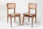 Marcel GASCOIN (1907-1988), Série de quatre chaises en frêne à...