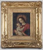 ECOLE FLAMANDE fin XVIIe-début XVIIIe siècle. Vierge à l'Enfant. Huile...