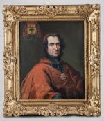 ECOLE FRANCAISE XVIIIème siècle. Portrait du cardinal Pierre-Paul Guérin de...