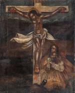 ECOLE ESPAGNOLE du XVIIIe siècle, Crucifixion. Huile sur toile, 82...