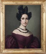 ECOLE FRANCAISE du XIXe siècle, Portrait de femme en robe...