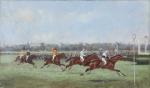 ECOLE FRANCAISE, L'arrivée du Derby,1893. Toile d'origine, 38 x 65...
