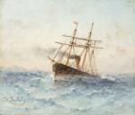 Joseph François SUCHET (1824-1896), Navire en mer, 1895. Huile sur...