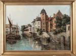 Gustave MASCART (1834-1914), Canal à Bruges. Huile sur toile, signée...