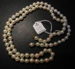Collier de perles de culture en chute, fermoir or.