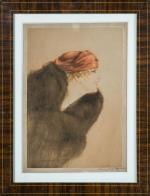 Louis ICART (1888-1950) . 'Femme au turban" lithographie signée en...