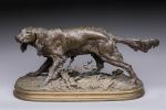 Pierre-Julies MENE (1810-1879). "Chien épagneul anglais (Médor)". Bronze à patine...