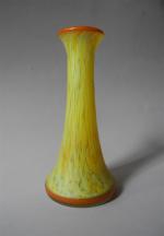 LEGRAS. Vase soliflore en verre jaune marbré créé pour la...